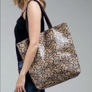Faux Snake Print Shoulder Bag tote bag